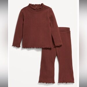 Ruffled Knit Top and Pants Set
